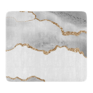 Grijze witte marmer Agate Geraffineerde glitter Snijplank