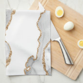 Grijze witte marmer Agate Geraffineerde glitter Theedoek (Quarter Fold)