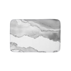 Grijze witte marmer Agate Simple Silver Glitter Badmat