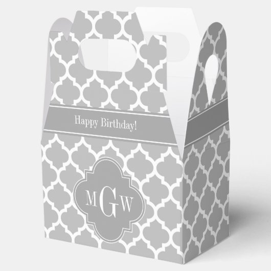 Grijze witte Marokkaan #5 Dk Grijs 3 Initiaal Mono Bedankdoosjes (Geopend)