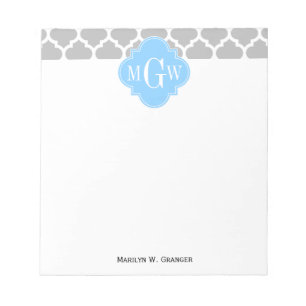 Grijze witte Marokkaan #5 Sky Blue 3 Initiaal Mono Notitieblok