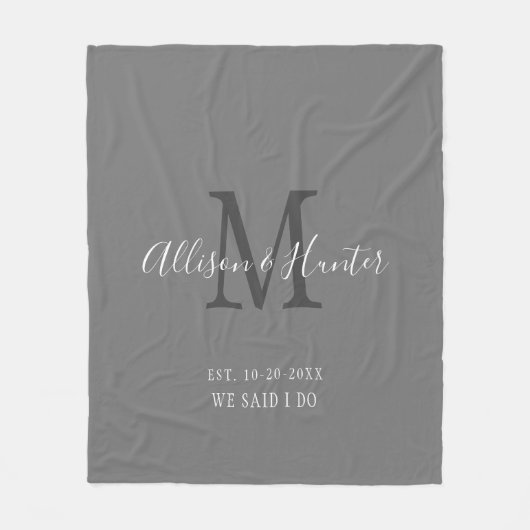 Grijze witte namen Wedding Vast keepomwille Fleece Deken (Voorkant)