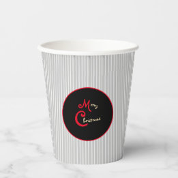 Grijze Witte Pinstripe Rood en Zwart Papieren Bekers