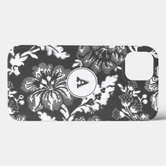 grijze witte platte plaat met monogram Case-Mate iPhone case (Achterkant (horizontaal))