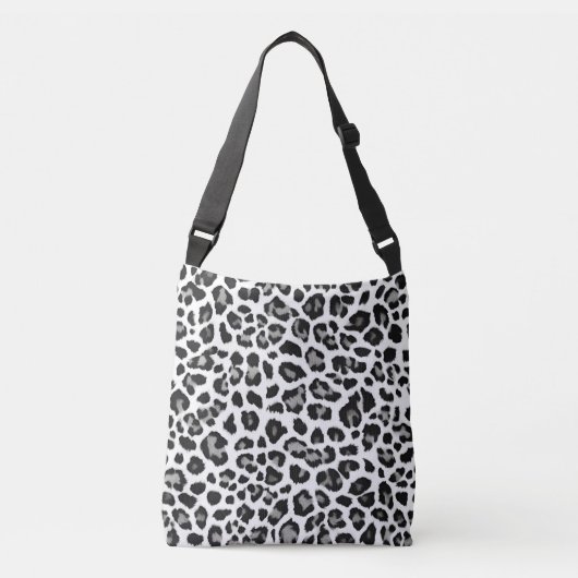 Grijze Witte Sneeuw Leopard Print Crossbody Tas (Voorkant)