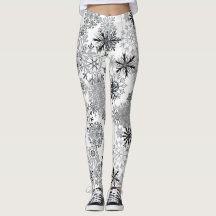 Grijze witte sneeuwvlokken leggings Kerstmis