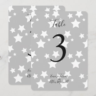 Grijze witte sterren Achtergrond Tafelnummerkaar Kaart