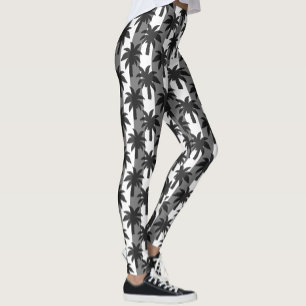 Grijze Witte Tropische Palmbomen Stripes Design Leggings