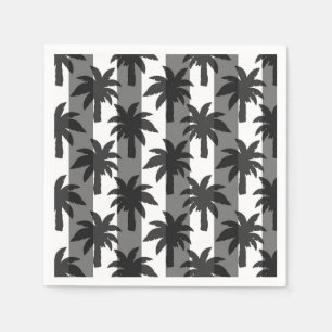 Grijze Witte Tropische Palmbomen Stripes Design Servet