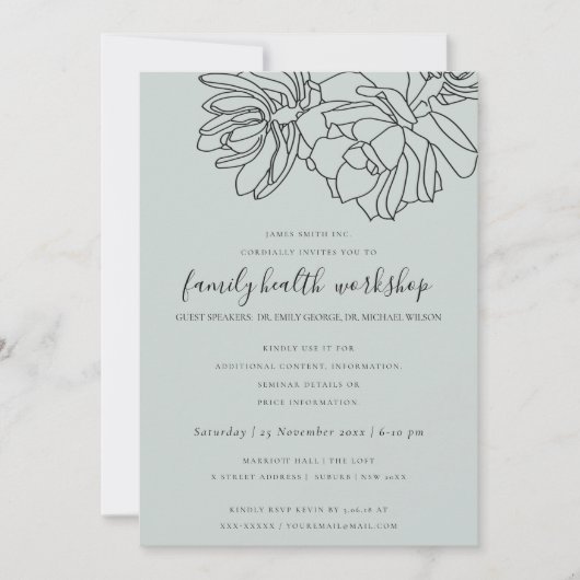 GRIJZE WOESTIJNCACTUS SUCCULENTEN TEKENWORKSHOP EV KAART (Voorkant)