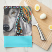 Grijze Wolf Art Theedoek (Quarter Fold)