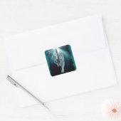 GRIJZE WOLF & BOS Wildlife Series Vierkante Sticker (Envelop)