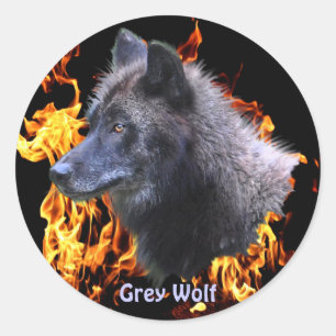 GRIJZE WOLF & BOSBRAND Wildlife Supporter Ronde Sticker