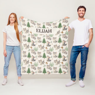 Grijze wolf bossen baby cadeaus gepersonaliseerde fleece deken
