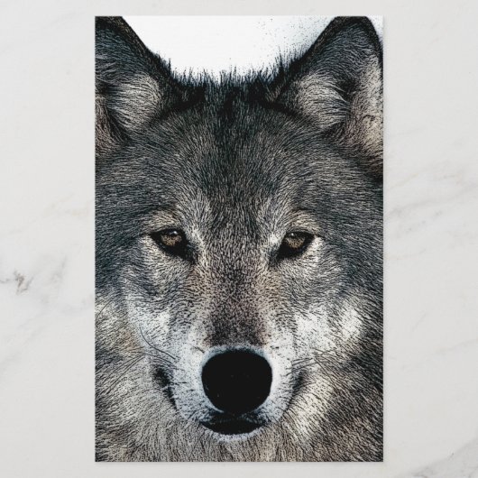 Grijze Wolf Briefpapier (Voorkant)