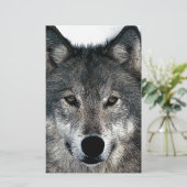 Grijze Wolf Briefpapier (Staand voorkant)