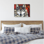 Grijze Wolf Canvas Afdruk (Insitu (Slaapkamer))