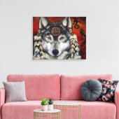 Grijze Wolf Canvas Afdruk (Insitu (Woonkamer))