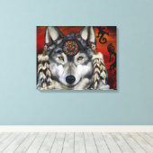 Grijze Wolf Canvas Afdruk (Insitu (Houten vloer))