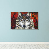 Grijze Wolf Canvas Afdruk (Insitu (Houten vloer))