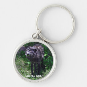 GRIJZE WOLF Design Wildlife Art Sleutelhanger