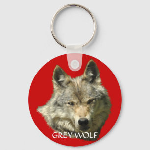GRIJZE WOLF Design Wildlife Art Sleutelhanger