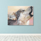 grijze wolf die met het schilderen van wilde diere canvas afdruk (Insitu (Houten vloer))