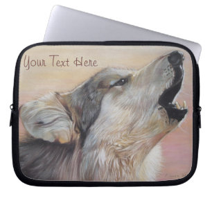 grijze wolf die met het schilderen van wilde diere laptop sleeve