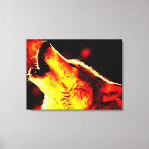 Grijze Wolf en Night Wrapped Canvas Afdruk