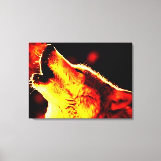 Grijze Wolf en Night Wrapped Canvas Afdruk (Voorkant)