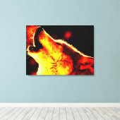 Grijze Wolf en Night Wrapped Canvas Afdruk (Insitu (Houten vloer))