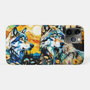 Grijze wolf en Wildbloemen iPhone 11 Pro Hoesje