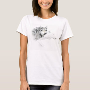 grijze wolf en witte wolf t-shirt