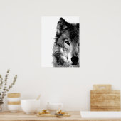 Grijze Wolf Eye Poster (Keuken)