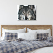 Grijze Wolf Eyes Wrapped Canvas (Insitu (Slaapkamer))