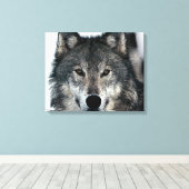 Grijze Wolf Eyes Wrapped Canvas (Insitu (Houten vloer))
