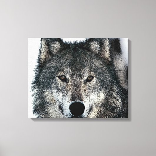 Grijze Wolf Eyes Wrapped Canvas Afdruk (Voorkant)