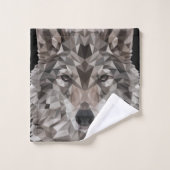 Grijze Wolf Geometric Portret Compact Mirror Bad Handdoek (Wasdoekje)