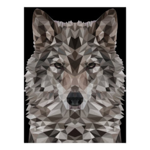 Grijze Wolf Geometric Portret Poster Perfect Poster
