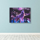 Grijze wolf in bos canvas afdruk (Insitu (Houten vloer))