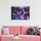Grijze wolf in bos canvas afdruk (Insitu (Woonkamer))