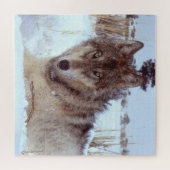 Grijze Wolf in de winter Legpuzzel (Horizontaal)