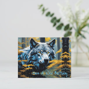 Grijze Wolf in Gouden Bos Briefkaart