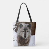 Grijze Wolf in sneeuw Draagtas (Achterkant)
