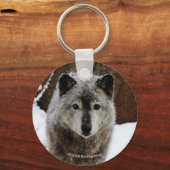 Grijze Wolf in sneeuw Sleutelhanger (Voorkant)