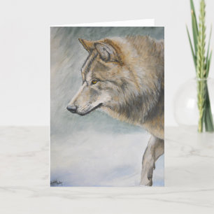 Grijze wolf in Storm Wildlife Art Wenskaart Kaart