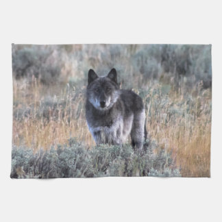 Grijze Wolf in Yellowstone Kitchen Dish Towel Theedoek