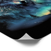 Grijze wolf jachtgebieden Icy Moon Forest Galaxy Poster (Hoek)