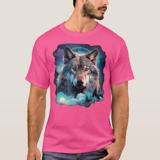 Grijze wolf jachtgebieden Icy Moon Forest Galaxy T-shirt