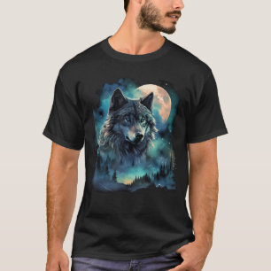 Grijze wolf jachtgronden, IJzige maan, Bos, Galax T-shirt